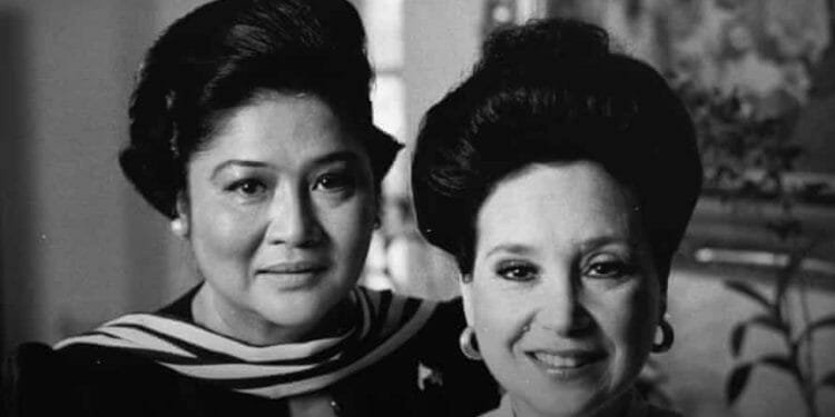 Imelda Marcos, the former Philippines first lady and Cindy Adams