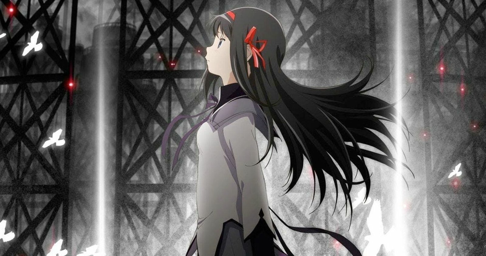 black hair anime girl Homura